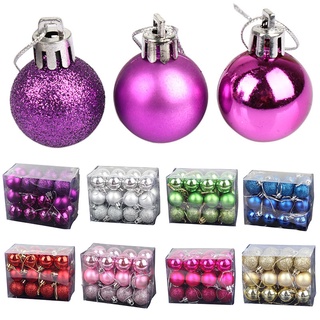 24 unids/set 12 colores decoraciones de árbol de navidad brillante mate bola colgante árbol colgante adorno hogar [jane eyre] (2)