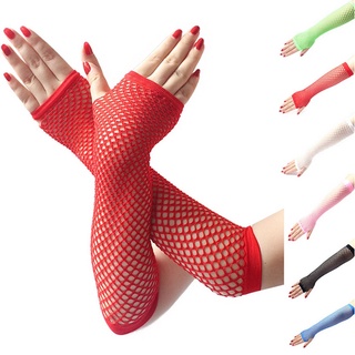 neón red sin dedos guantes largos pierna brazo puño para mujer hermoso brazo guantes ropa de fiesta vestido de lujo