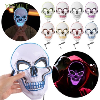 yesmile 2021 nuevo el wire decoraciones de fiesta enmascarada protección facial luminosa brillan en la oscuridad disfraz de halloween aterrador cosplay led máscara cara/multicolor (1)