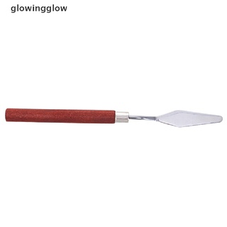 glwg 5pcs cuchillo de pintura mango de madera espátula paleta cuchillo para pintura al óleo cuchillo resplandor (4)