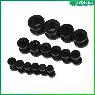 8 pares de piercings de túnel, expansor de orejas, 1,6 mm, 10 mm, acero inoxidable negro