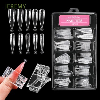 JEREMY 100Pcs/box Nail Dual Forms Acrylic Nail Art Mold Tips False Nails with Clip for UV Gel Quick Building Manicure Tools Full Cover Nail Extensions DIY Nail Decoration
