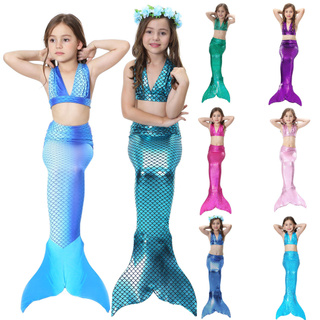bolitt 3PCS niños niñas traje de baño Bikini pescado cola conjunto de sirena disfraz regalo (1)