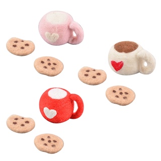 BBkiss 3Pcs DIY Baby Wool Felt Milk Tea Cup+Cookies Decoration Newborn Photography Prop (5)