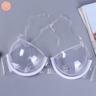Sexy mujeres 3/4 taza transparente transparente Push Up sujetador ultrafino correa Invisible sujetadores ropa interior