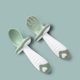char 2 unids/set bebé entrenamiento suave cabeza cuchara y tenedor mango corto niños cuchara tenedor set libre de bpa (6)