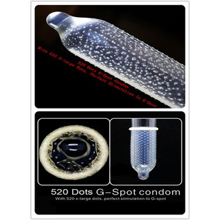 10-60 piezas de estilo delgado 520 grandes puntos de partículas punteadas acanaladas condones de látex