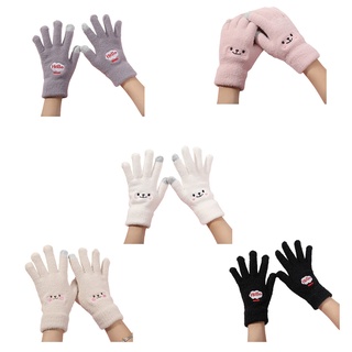 aug guantes de felpa lindos guantes de dedo completo bordado pantalla táctil guantes de conducción
