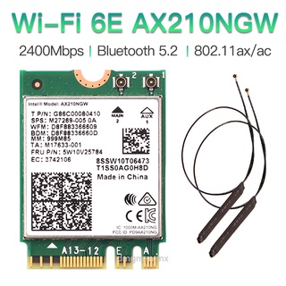 Tarjeta inalámbrica de 3000 Mbps Intel AX210 Wifi 6e M.2 NGFF Bluetooth 5.2 Tarjeta de red Wifi Adaptador WiFi 2.4G / 5Ghz 802.11ax con antena