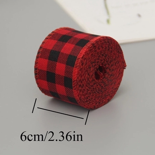 6M/Roll de decoración de navidad Plaid Linen Ribbon/chaquetas Tree Red Red Bow Linen/diadema de regalo de Hemp Hemp Ribbon (7)