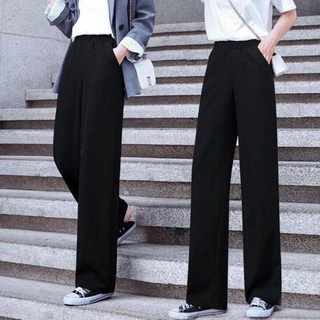 Primavera Y Verano Nueva Versión Coreana De Suelto Negro casual Pantalones De Cintura Alta Pierna Ancha Mujer Colgante Nueve Puntos Rectos