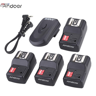RC Andoer 16 Channel Wireless Remote Flash Trigger Set 1 Transmitter + 4 Receivers + 1 Sync Cord for Canon Nikon Pentax Olympus Sigma Sunpak Vivitar Neewer YOUNGNUO Speedlite (1)