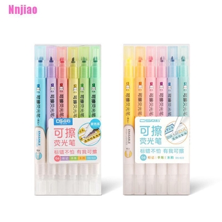 <Nnjiao> marcadores borrables de 6 colores/marcadores Pastel/bolígrafo fluorescente de doble punta/papelería