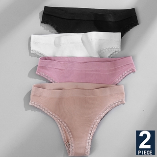 FINETOO 2 unids/Set sin costuras de las mujeres ropa interior de encaje lencería femenina tangas calzoncillos para mujer baja altura bragas Bikini calzoncillos M-2XL (1)