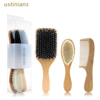 ustinians.mx Eco Friendly Paddle Hair Comb for Women Men,Natural Wooden Hair Comb Beard Brush Massage Comb