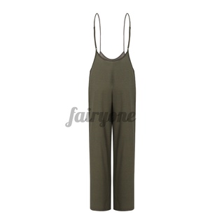 FAIRY Womens Solid Loose Pockets Sleeveless Long Jumpsuit (8)