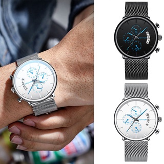 Men's Fashion Quartz Watch With Mesh Strap Round Dial Wrist Watch for Casual Daily Office