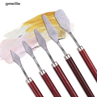 gmeilie 5pcs cuchillo de pintura mango de madera espátula paleta cuchillo para pintura al óleo cuchillo mx