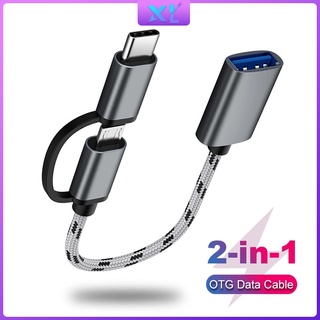 [XLife] Kabel Data / Charger Otg 2 In 1 Tipe-C Male + Micro Usb Male Ke Usb 3.0 Female Untuk Smartphone / Tablet U Disk