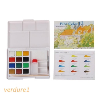verd 12 colores acuarela caja de pintura portátil sólido acuarela pintura arte suministros