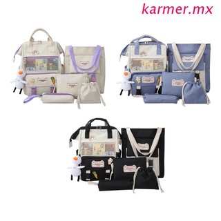 kar1 5 unids/set nylon mochilas escolares mujeres precioso daypack para niñas adolescentes bookbags
