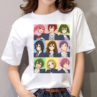 Nuevo Anime japonés Horimiya camiseta Kawaii dibujos animados camisetas Cool Hip Hop blanco tops (2)