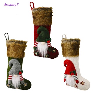 dreamy7 calcetines de navidad lindo 3d sueco gnome calcetines de navidad colgantes chimenea árbol decoraciones regalo bolsa de caramelo