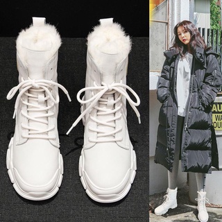 Botas de nieve de las mujeres s invierno 2020 nuevas botas Martin de moda de suela gruesa tubo medio impermeable y terciopelo grueso zapatos de algodón