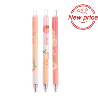 【Ready Stock】 Cute Peach Gel Pen Student Press 0.5mm Gift Supplies Stationery Black Kawaii R4C8