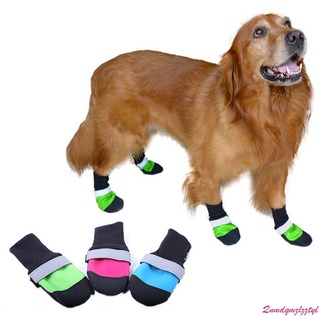 4 unids/set oxford impermeable grande zapatos de perro antideslizante reflectante mascotas perro botas de lluvia
