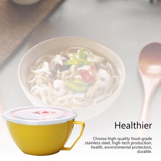[LS] Stainless Steel Instant Noodle Bowl With Lid Handle Noodle Cup Ramen Bowl