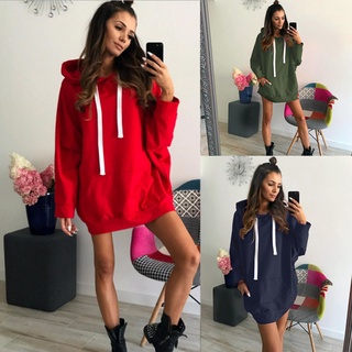 *QS Fashion Women Loose Shirt Long Sleeve Hooded Top Casual Female Pullover