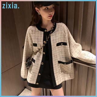 Women Lady Long Sleeve Button Plaid Pattern Coat with Pockets for Autumn Party