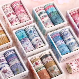 10 rollos de estilo de temporada lindo Washi cinta conjunto de cinta adhesiva pegatina diario diario DIY decoración