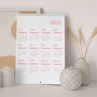 Calendario anual 2022 tamaño carta en opalina una hoja