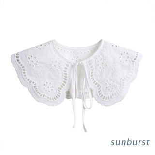 sunb moda falsa blusa cuello escote mujeres algodón desmontable cuello con borde de encaje para decoración de vestido