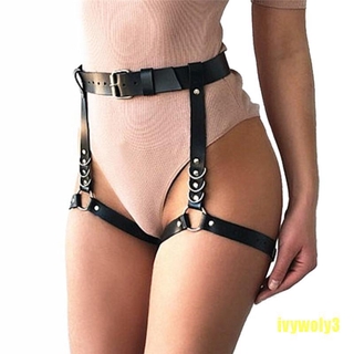 IV Sexy Women Faux Leather Waist Leg Cincher Garter Belt Harness Panty Punk Costume