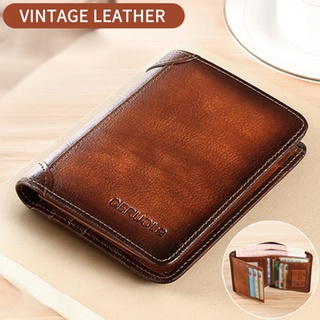 Leather Men Wallet Small Mini Card Holder Male Wallet Pocket Retro Purse