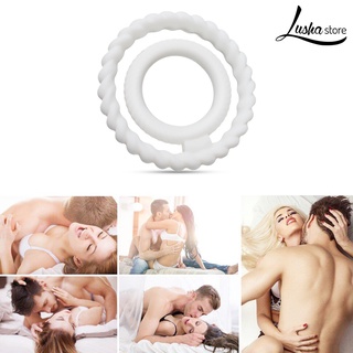 《lushastore》 Male Soft Silicone Double Cock Ring Enhance Potency Penis Lock Adult Sex Toy