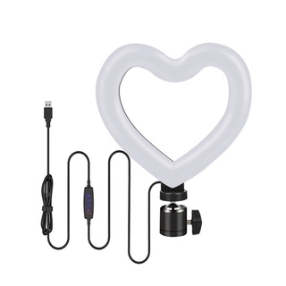 6 inch Heart-shaped Dimmable Cold Warm LED Light Makeup Photography Video Live Stream Lamp Tricolor Fill Light