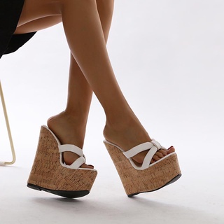 moda nuevo color coincidencia cuña tacón alto sandalias de gran tamaño para las mujeres