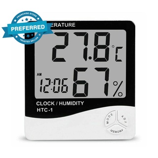 Lcd Digital temperatura medidor de humedad interior al aire libre reloj de tiempo higrómetro función estación C1G7