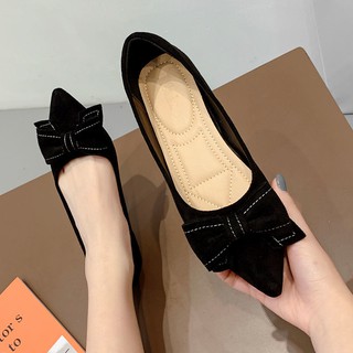 Zapatos de las mujeres del dedo del pie puntiagudo zapatos de las mujeres bowknot zapatos planos todo-partido de la moda suave temperamento guisantes zapatos