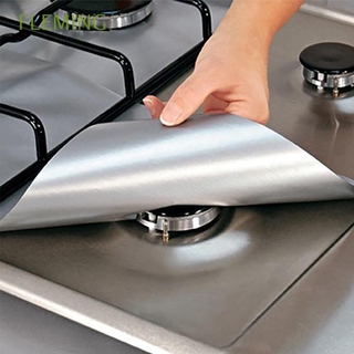 FLEMING 4 piezas de limpieza de herramientas de cocina estufa cubierta de estufa Protector de plata gama de Gas reutilizable negro quemador/Multicolor (1)