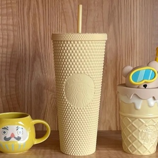 Taza de paja Starbucks esmerilada, reutilizable, serie Durian, con incrustaciones de diamante, taza de radiación Starbucks (3)