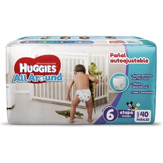 Huggies All Around Pañal Desechable para Bebé, Etapa 6 Unisex, Paquete 40 piezas, más de 13.5 kg