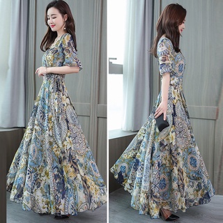 Maxi Dress Working Daily Wear Elegant Floral Printed Korean Style Loose/passion1/