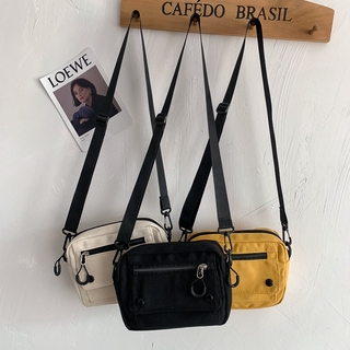 Bolsa Casual De Lona para mujer con cremallera y correa De hombro/color sólido
