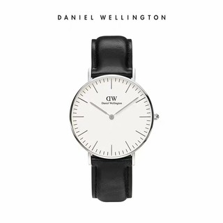 Daniel Wellington watch DW Watch CLASSIC SHEFFIELD-36MM-40MM White Surface Black watchband Rose Gold Second with box ready stock Couple watch Analog watch