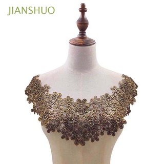 jianshuo tela applique diy escote tela de encaje boda multicolor ropa floral bordado suministros de costura collar de encaje/multicolor